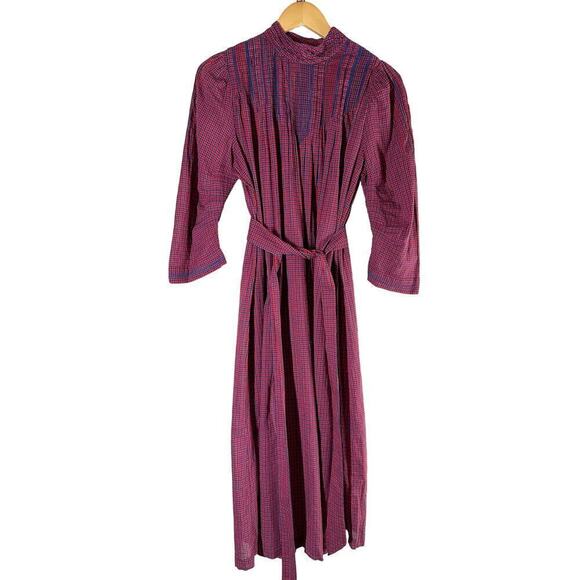 DÔEN Ranger Belted Organic Cotton Midi Dress Rossendale Valley Plaid Size Small - Picture 2 of 15